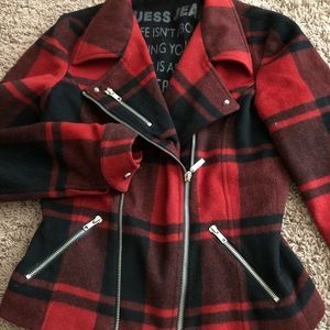 Guess Jeans Red and Black Plaid Jacket